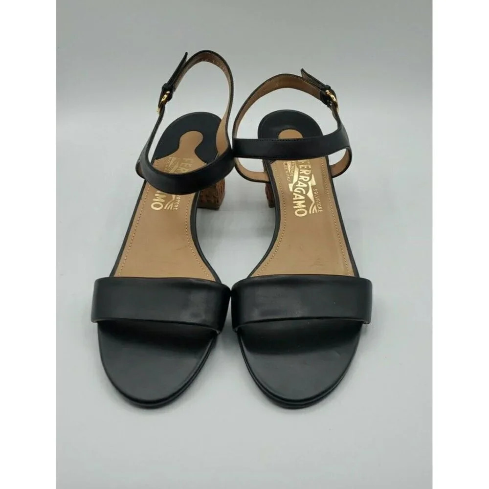 Salvatore Ferragamo Women Black Leather Shoe Sandal Sz 10B 'MADISON' Italy - Picture 2 of 15
